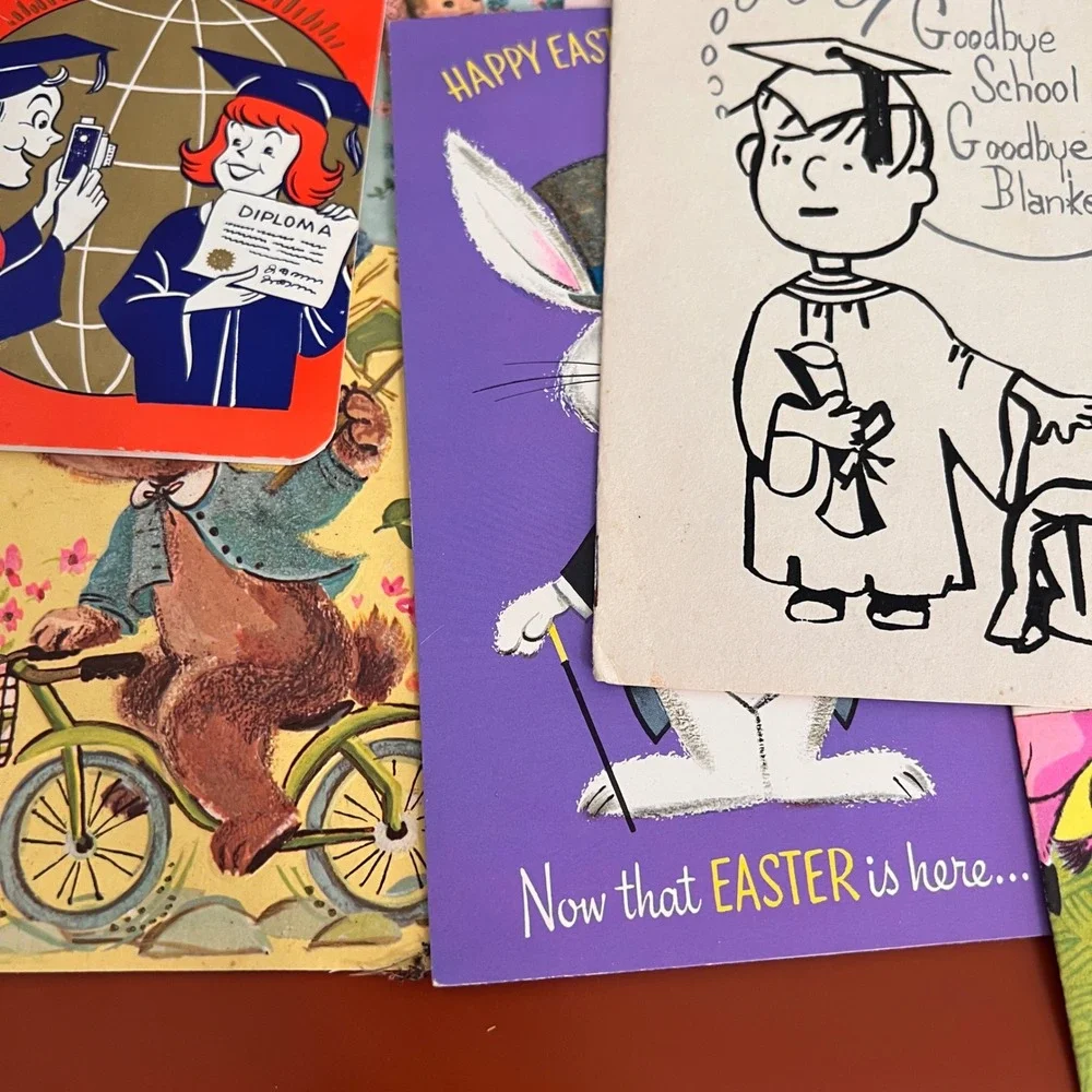 Vintage 1940-60s Greeting Card Lot of 14 Graduation Easter holiday Ephemera
